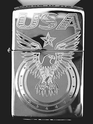 Zippo Windproof Engraved Eagle & Usa, Patriotic Lighter, 25002, New In Box