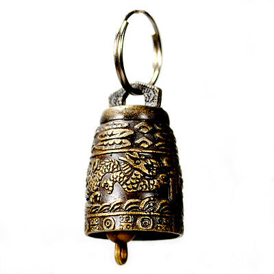 Dragon Bell Key Chain Ring Temple Feng Shui Charm Metal Good Luck Lucky
