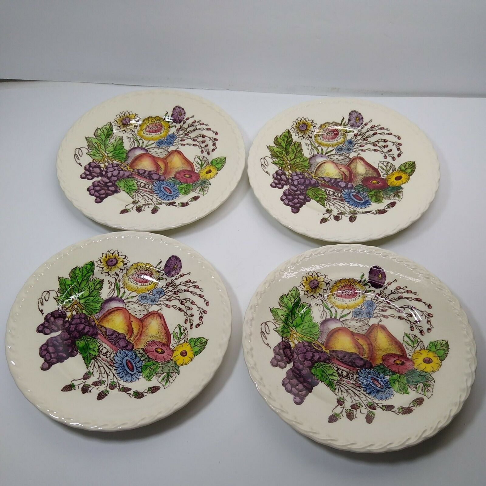 Vintage Vernon Kilns Fruitdale Usa Hand Painted Pottery 7.5"  4  Plates