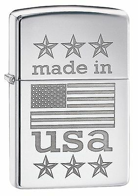 Zippo Windproof Lighter With Made In The Usa & American Flag, 29430, New In Box