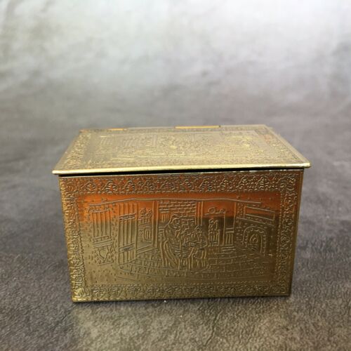Dollhouse Miniature Etched Fireplace Coal Or Log Box Gold Tone Brass Trunk 1:12