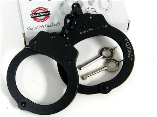 Peerless 700 Black Oxide Chain Police Handcuffs + Keys