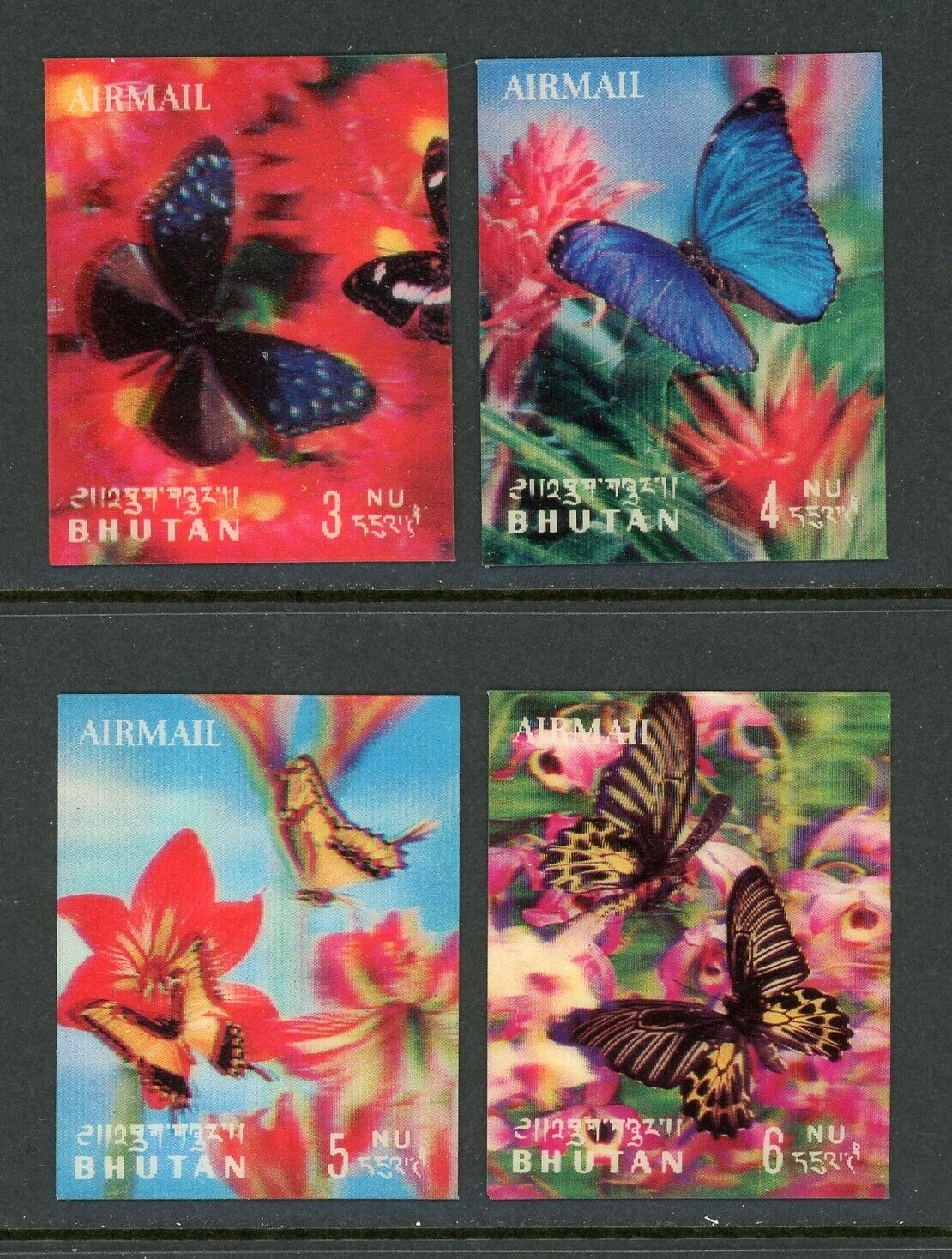 Bhutan Scott #95d-95g Sa Butterflies Fauna Flowers Orchids Flora Cv$19+
