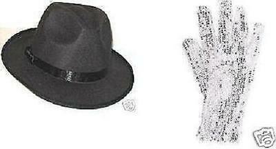 Michael Jackson Sequin Glove +  Fedora Hat Billie Jean Free Shipping
