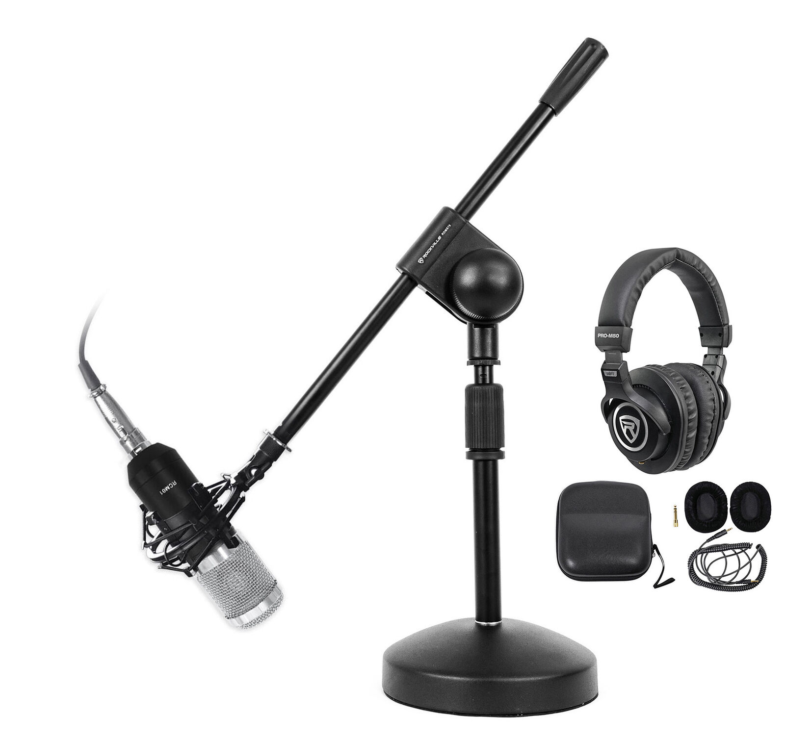 Rockville Pc Gaming Streaming Twitch Bundle: Rcm01 Microphone+headphones+stand