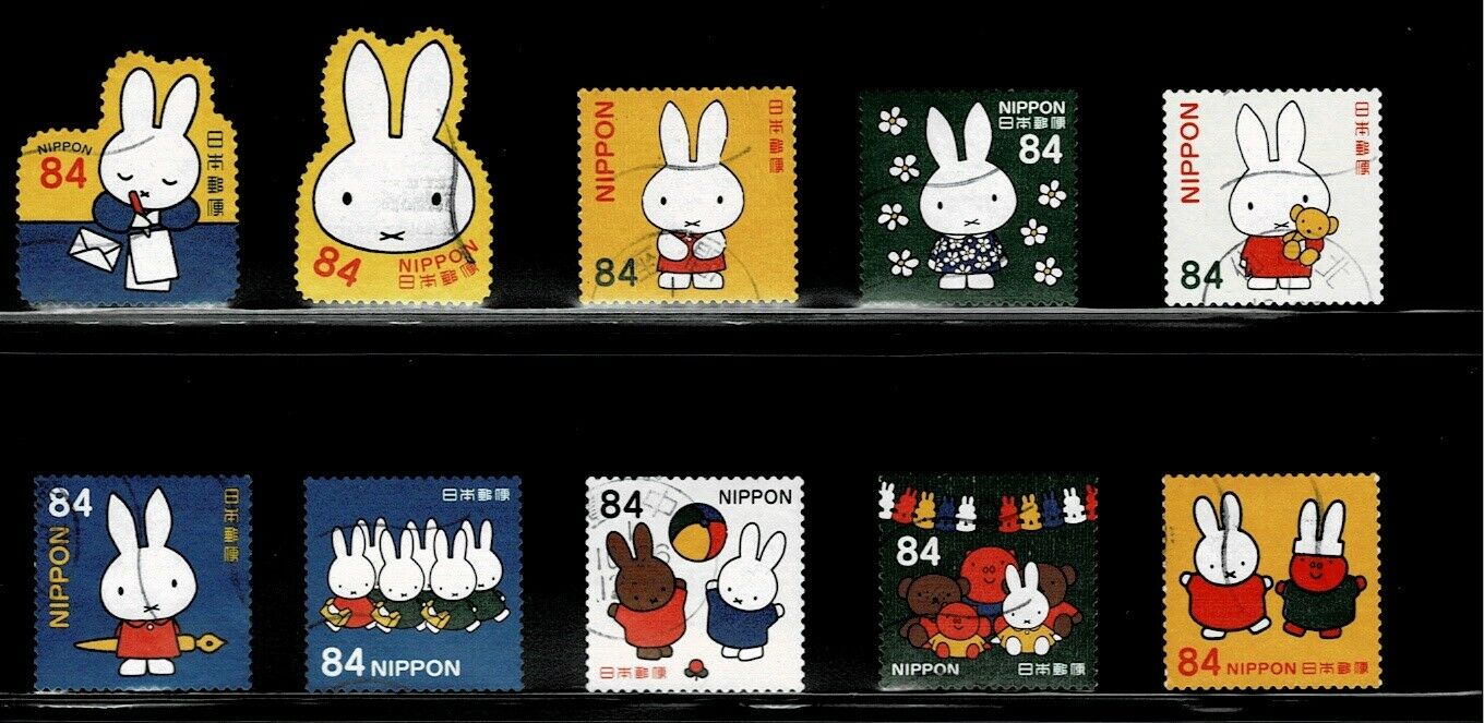 Japan 2019  Miffy Rabbit 84y Complete Used Set Of 10  Sc# 4324 A-j
