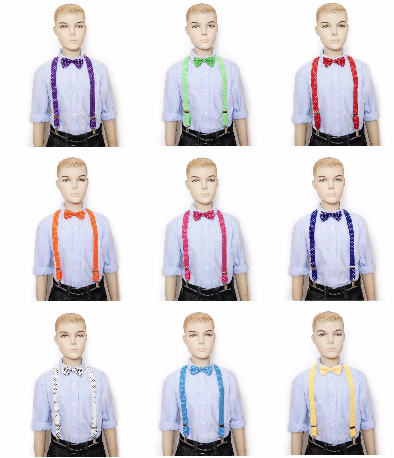 Boys & Girls Kids Toddler Polka Dot Clip-on  Elastic Suspender And Bow Tie