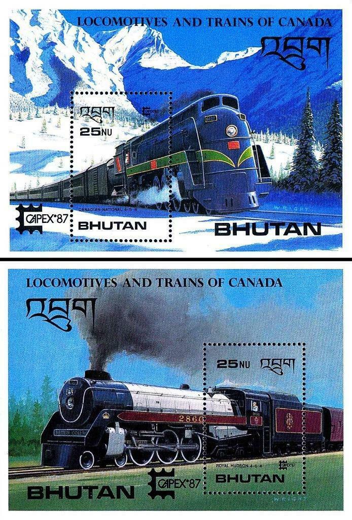 👉 Bhutan = Locomotives//capex'87 X2 S/s Mnh  Tranport, Trains Railroads