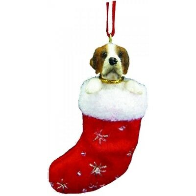Saint Bernard Dog Santa's Little Pals Stocking Christmas Ornament
