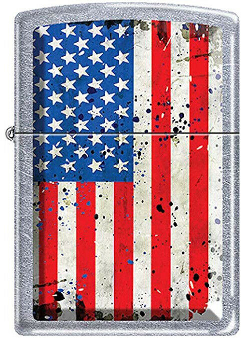 American Flag "old Glory" Worn & Battered Chrome Zippo Lighter Patriotic