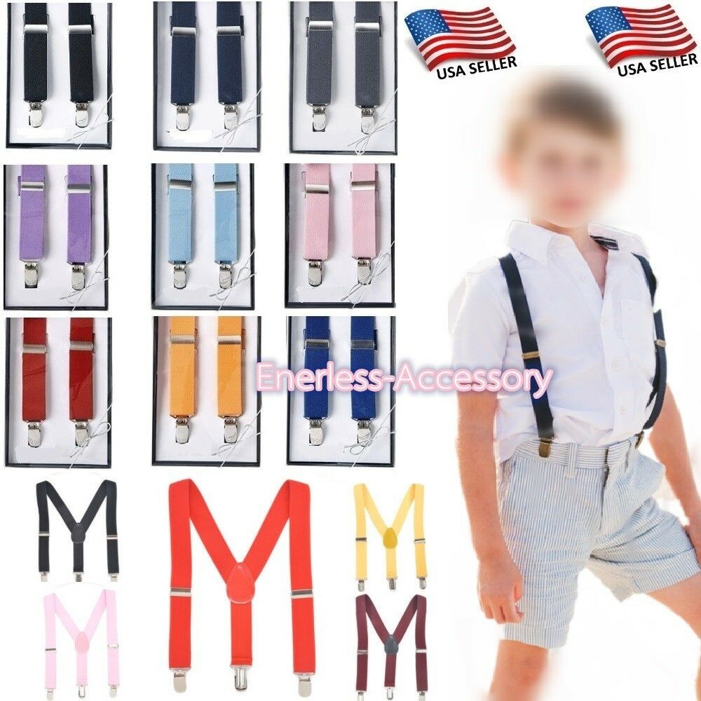 Boys Girls Kids Child Baby Children Toddler Clip On Elastic Suspenders Us Seller
