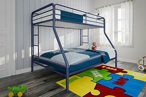 Twin-over-full Bunk Bed With Metal Frame And Ladder, Space Twin/full Blue