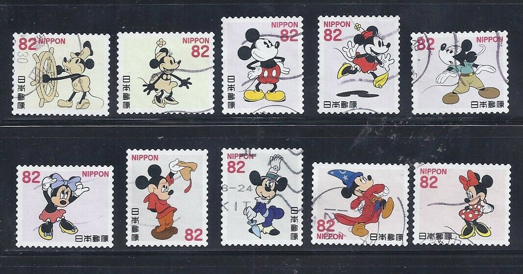 Japan 2018 Disney Mickey & Minnie Mouse Complete Used Set 82y Scott# 4224 A-j