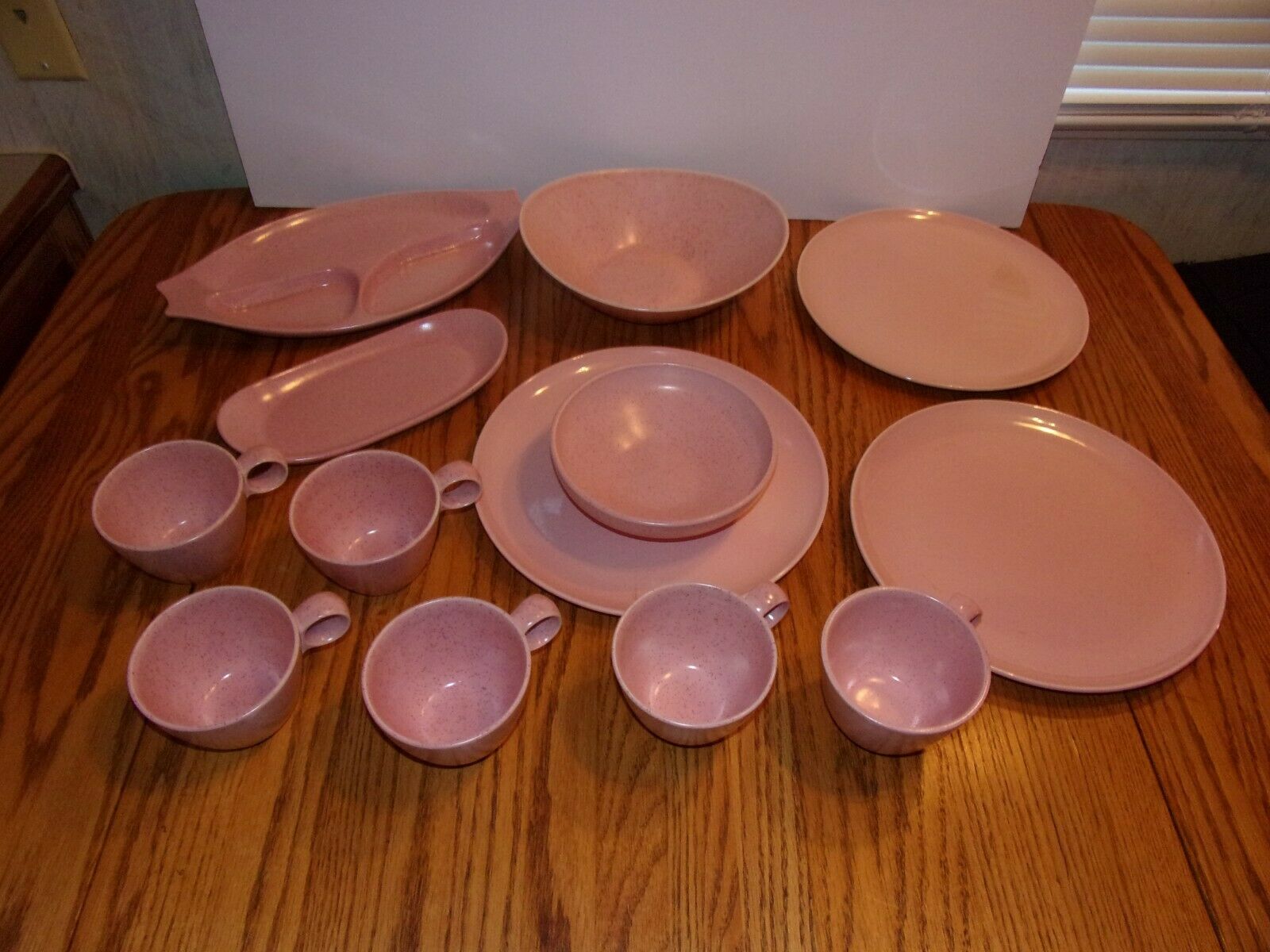 Lot Of 13 Pieces Vernon Ware Tickled Pink Divide Relish Bowls Coffee Cups More