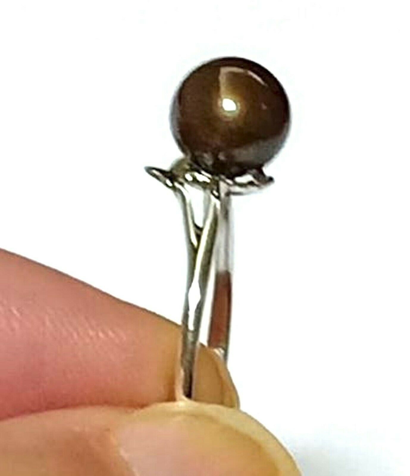 Genuine Beautiful Black Brown Fw Cultured 6.71mm Round Pearl Ring Size 6.0