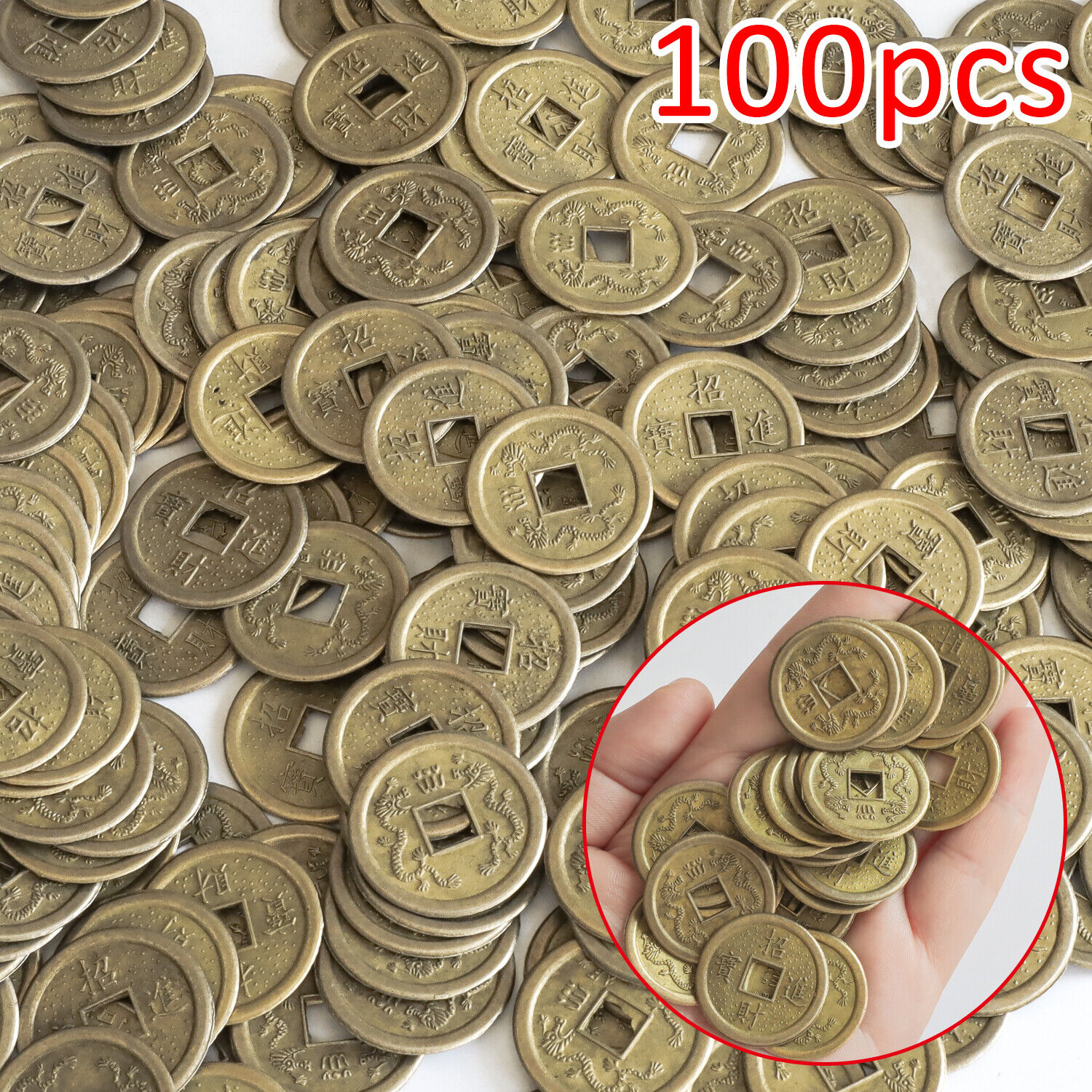 100pcs Feng Shui Coin 0.78" Lucky Chinese Fortune Ancient Ching Souvenirs