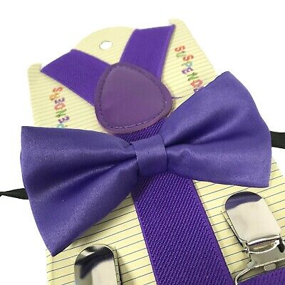 "purple" Matching Suspender & Bow-tie Set Kids Toddler Baby Boys Girls (usa)