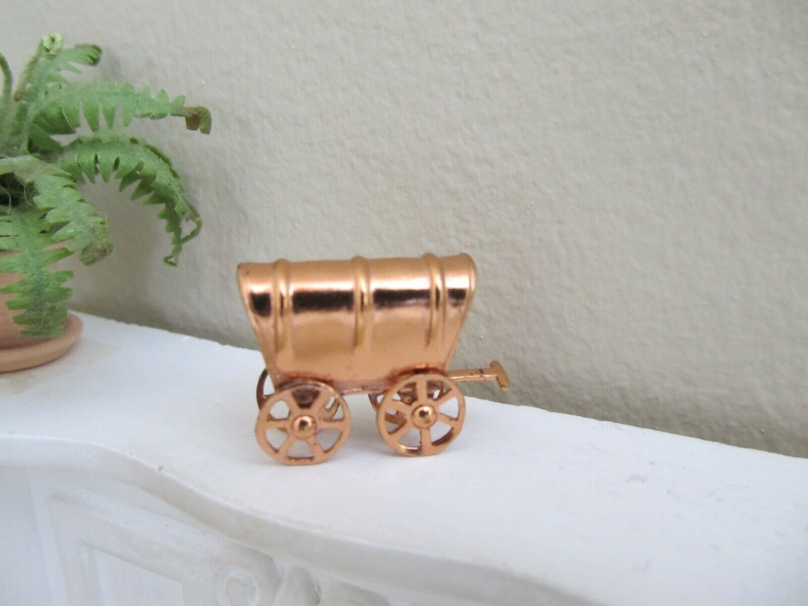 Dollhouse Miniature 1:12 Vintage Tynietoy Copper Covered Wagon Toy Figurine