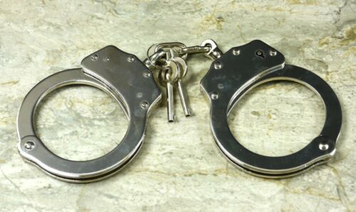 Chrome Police Cop Sheriff Officer Heavy Duty Military Level Handcuffs Hand Cuffs