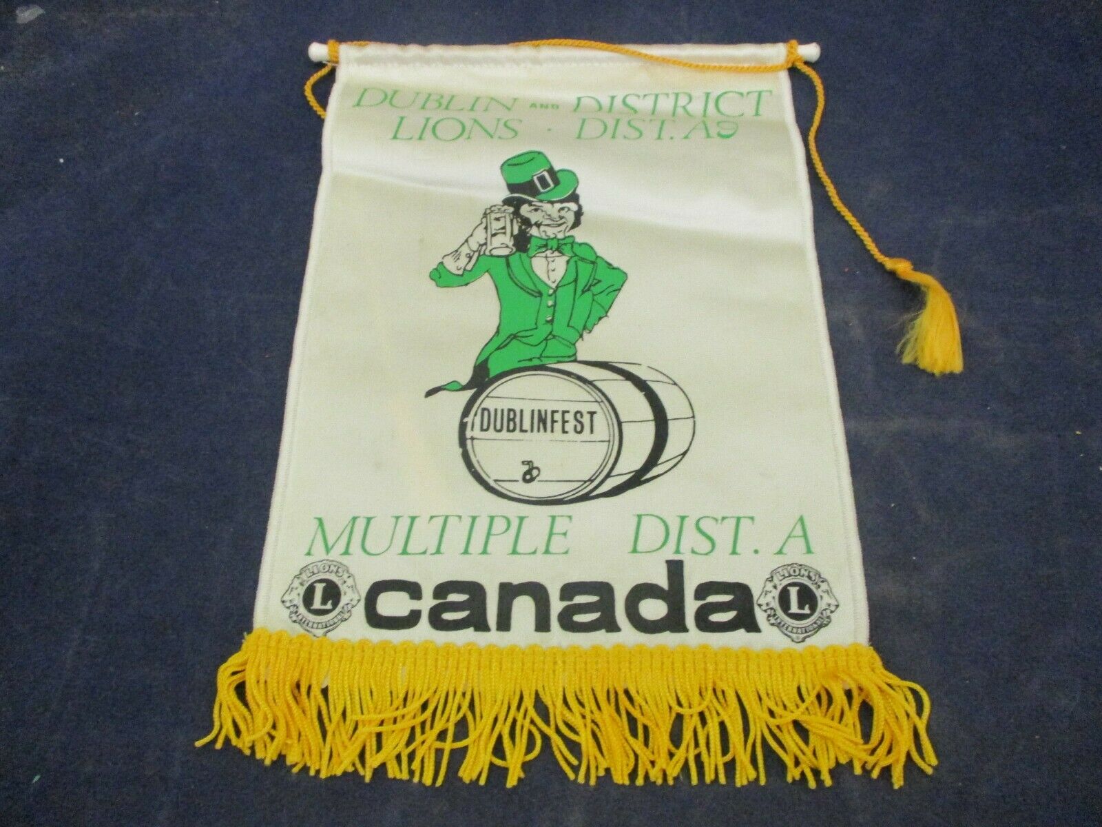 Vintage Lions Club Banner Flag Dublin Ireland District A9 Mult Dist. A Canada