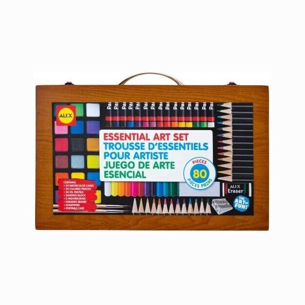 Alex Artist Stduio Portable Essential Art Supplies With Wood Carrying Case.