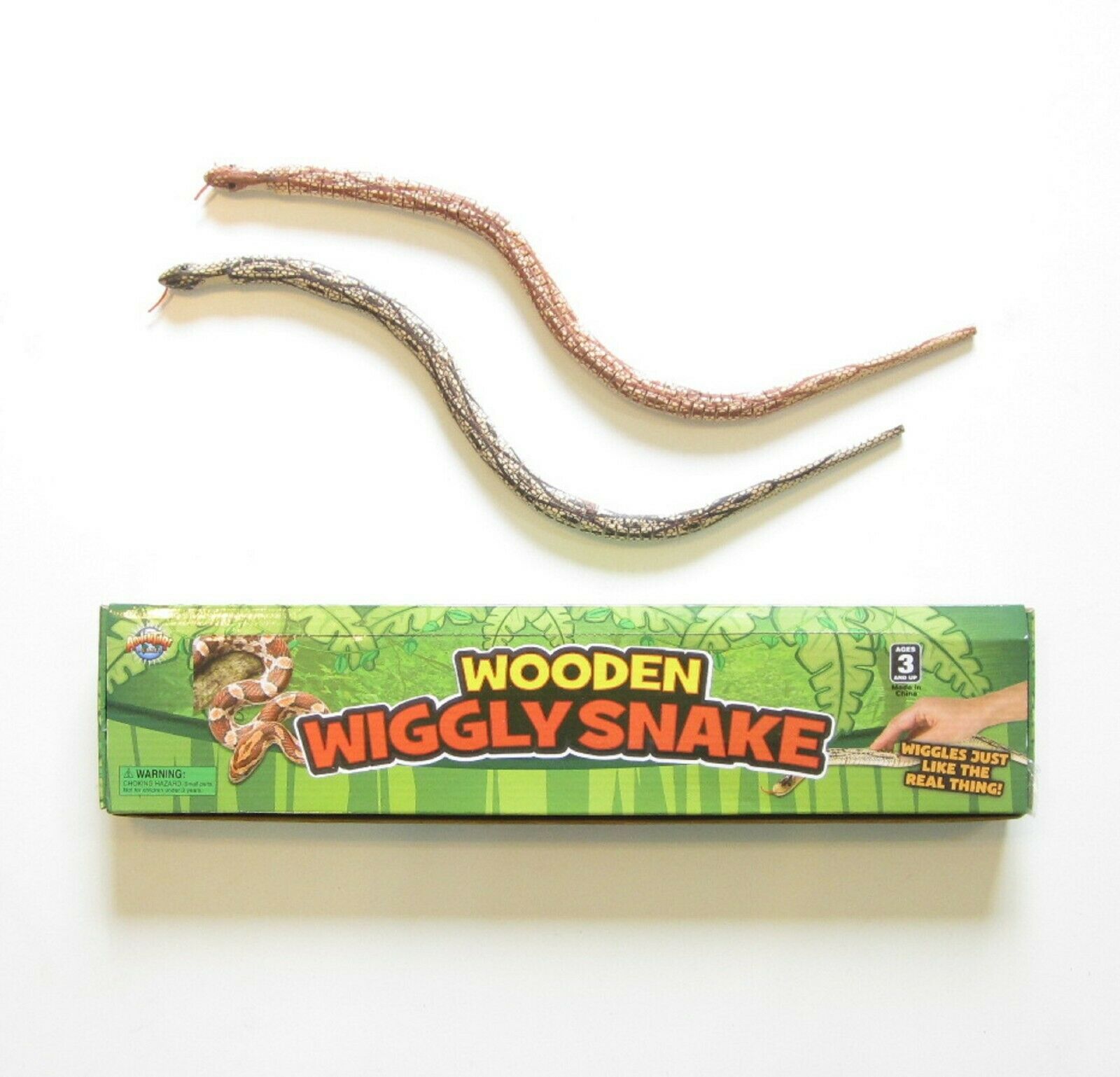 2 New Wooden Wiggle Snakes  Wood Snake Pretend Classic Toy 20" Size