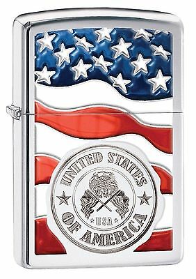 Zippo Windproof Lighter With American Flag And U.s. Seal, 29395, New In Box