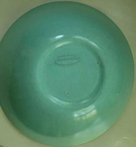 Vtg Vernon Ware Turquoise/robin-egg Blue Bowl Mid Century 9"x8 1/4" Oval Retro