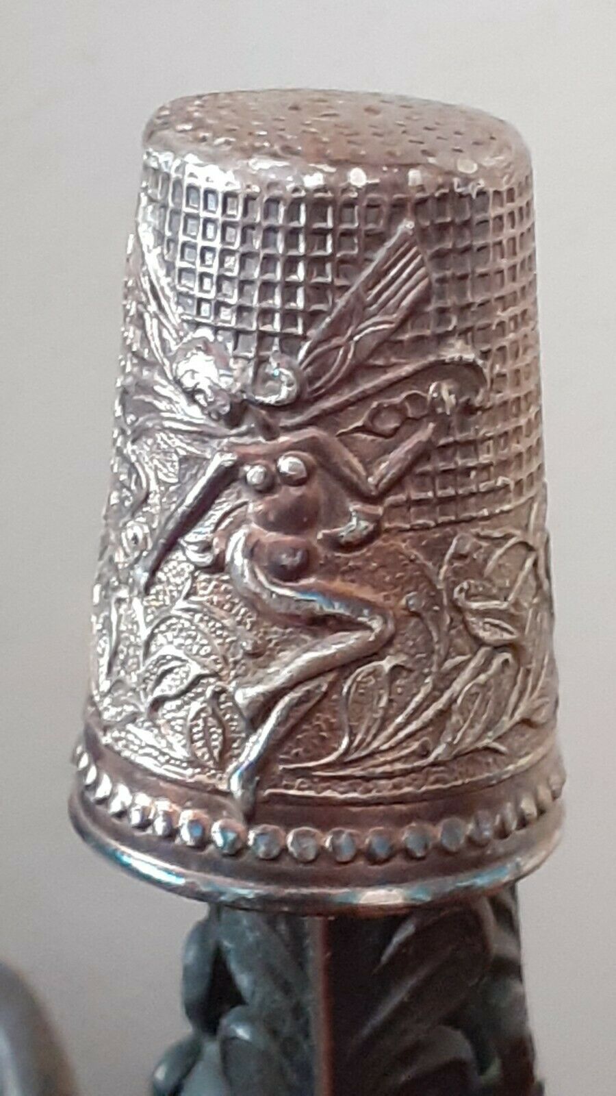 Antique Old Silver Sterling Portuguese Marked Sewing Thimble 2