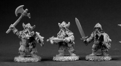 Reaper Miniatures Dwarf Warriors (3 Pcs) #03351 Dark Heaven Unpainted Metal