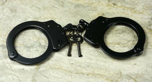 Black Police Cop Sheriff Officer Cosplay Handcuffs Hand Cuffs Heavy Duty Real