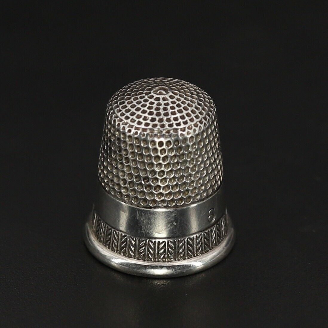 Vtg Sterling Silver - Antique Chevron Striped Sew Sewing Thimble Size 6 - 2g