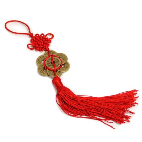 Feng Shui 8 Coin Tassel Red Hanging Cure Good Fortune New Luck Wealth Prosperity