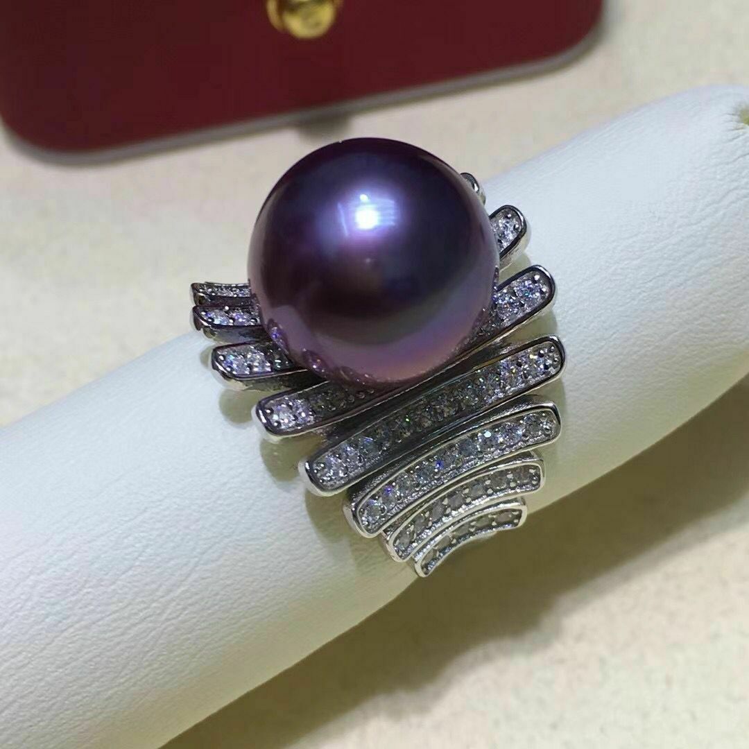 Gorgeous 11-12mm South Sea Round Lavender Pearl Ring (mr)