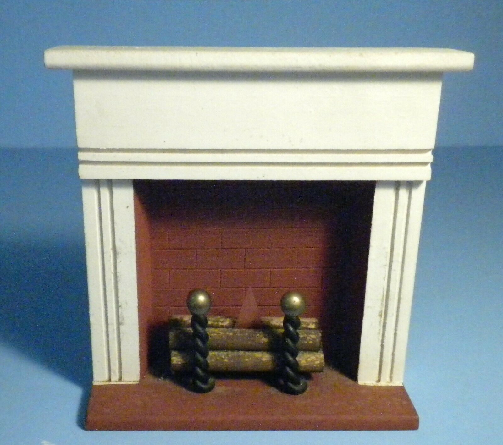 Vintage Toncoss White Fireplace  With Celluloid Flame