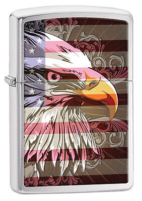 Zippo Windproof Lighter With Bald Eagle And American Flag, 28652, New In Box