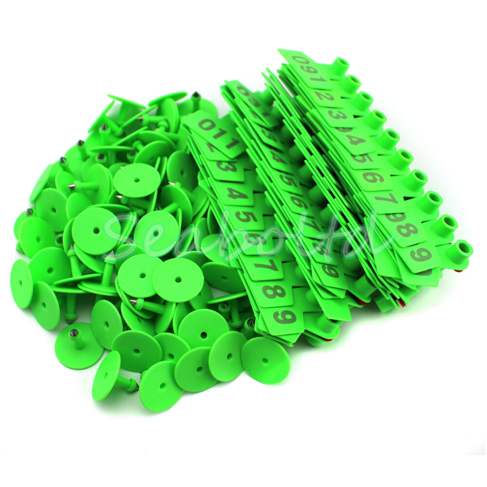 Green 1-100 Number Plastic Livestock Ear Tag Animal Tag For Goat Sheep Pig