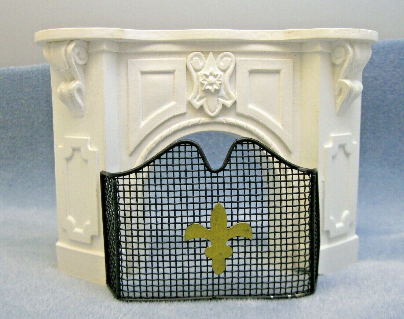 Fireplace With Screen Colonial Plaster Of Paris Dollhouse Miniature 1:12 Read