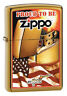 Zippo Claudio Mazzi Brushed Brass Flag Windproof Lighter Rare