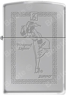 Zippo Engraved Windy Girl With Rope Frame, High Polish Chrome Windproof Lighter