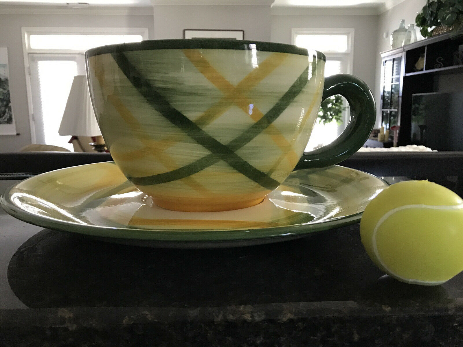 Vernon Kilns Gingham Colassal Cup And Saucer (price Reduced)