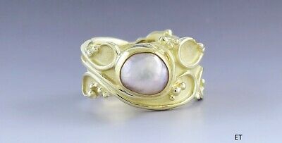 Unique 18k Yellow Gold & Baroque Pearl Ring