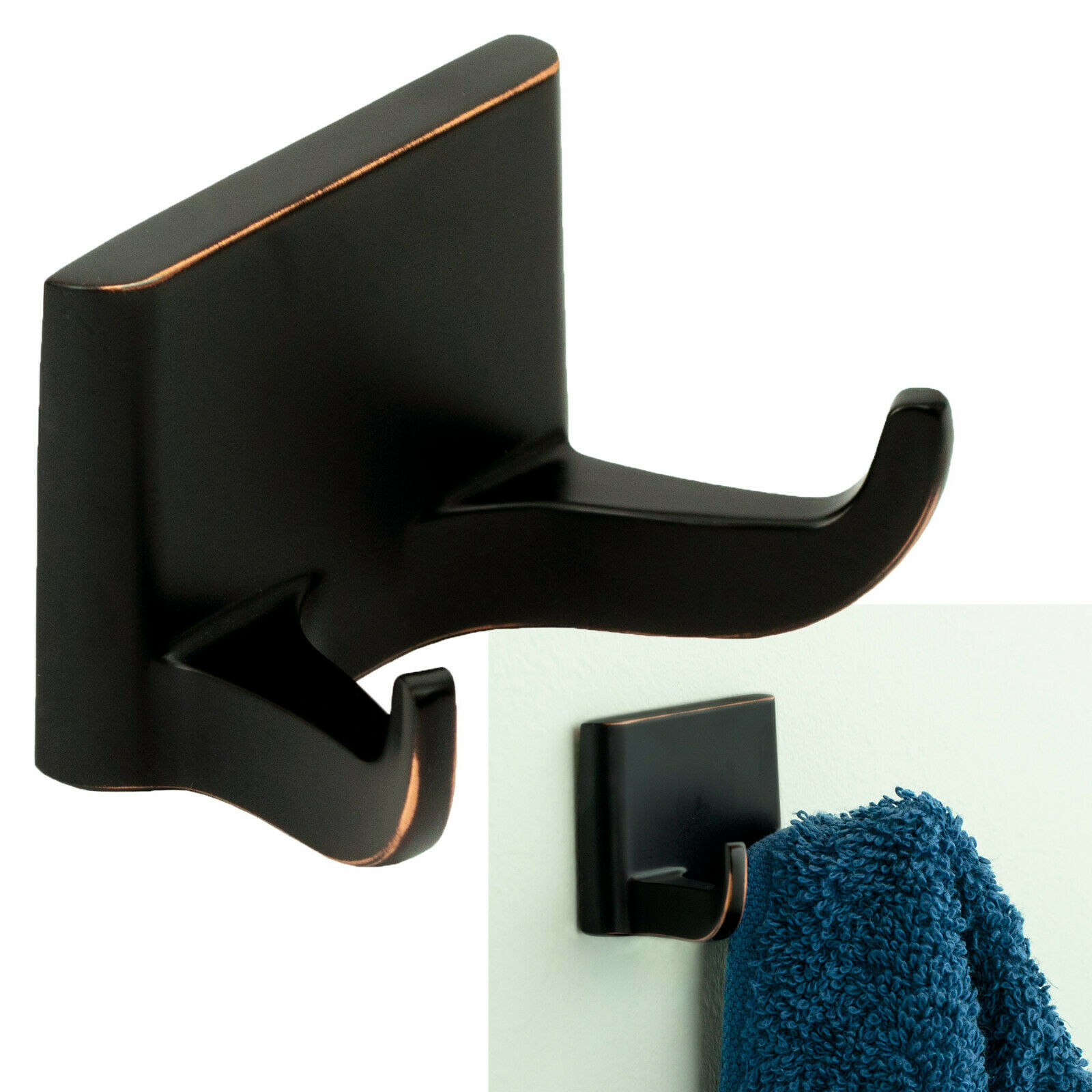 Redwood Double Robe Hook Bath Hardware Bathroom Accessory, Oil Rubbed Bronze