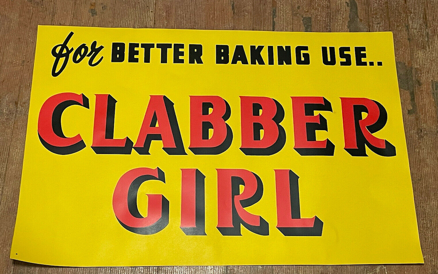 Nos 1940’s Clabber Girl Baking Powder Advertising Poster Sign Terre Haute - In